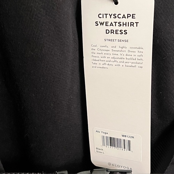 Alo Yoga Cityscape Sweatshirt Dress Black Size Large NWT - Picture 10 of 10